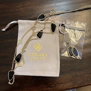 Kendra Scott Necklace and Gold Drop Earrings Set